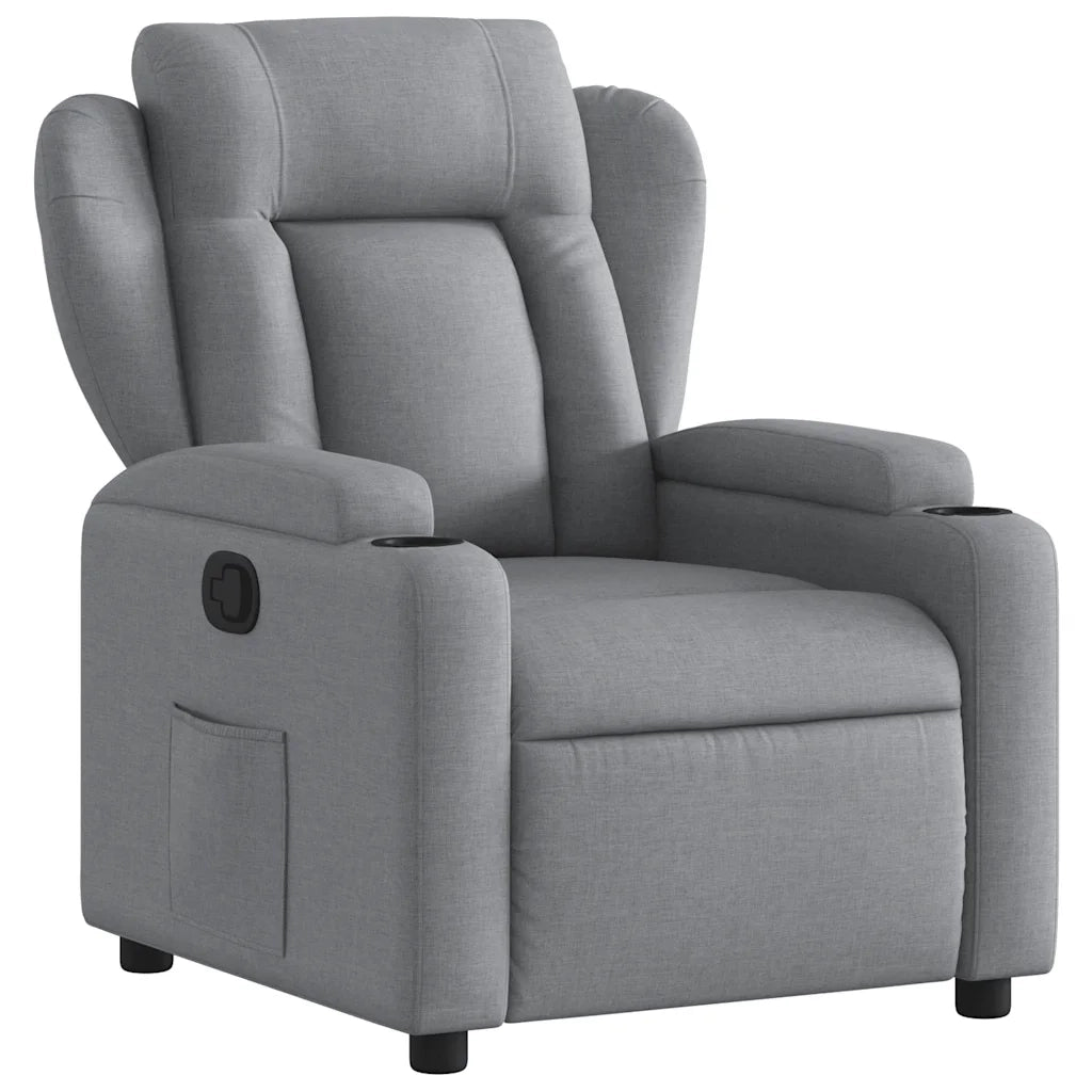Poltrona | Sedia Relax Reclinabile in Tessuto Grigio Chiaro