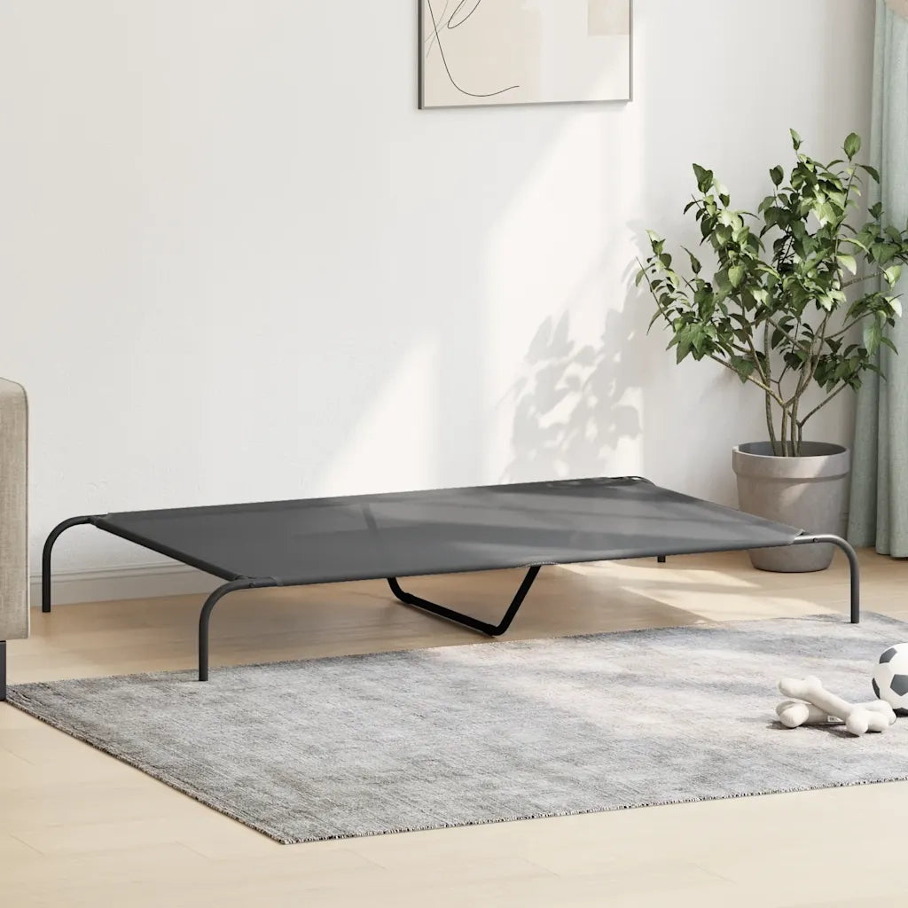 Cuccia per Cani Rialzata Grigia 150x90x20cm Textilene e Acciaio 42000845