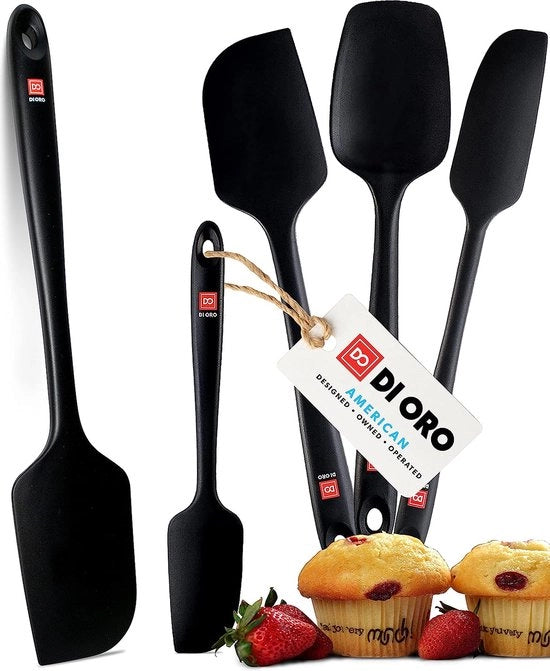Set di Spatole Silicone Liscio - 5 pezzi - 315°C Resistente al Calore - Spatole in Gomma Non Aderente per Cucina - Set di Spatole Professionale di Alta Qualità - Miglior Set di Accessori da Cucina in Silicone