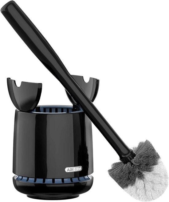 Spazzola per il water e supporto con contenitore ad alta capacità di assorbimento e maniglia robusta - Design premium in nero per la stanza da bagno