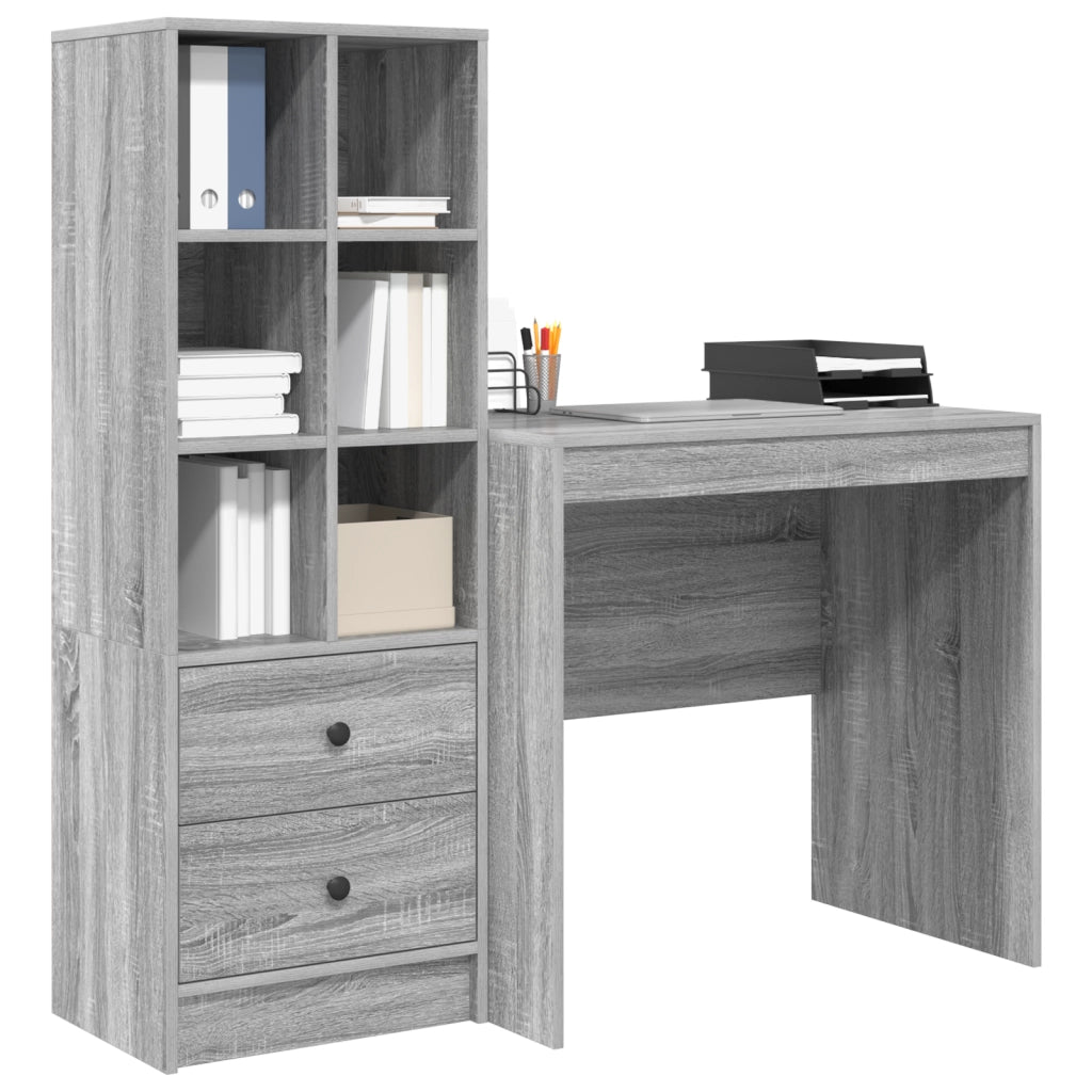Scrivania  con Archiviazione Grigio Sonoma Legno ingegnerizzato