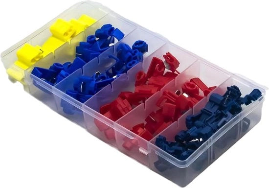 Connettori elettrici a clip - 65 pezzi T-Tap connettori rapidi - isolatori per collegamento cavi - clip di sovraccarico per impianti di illuminazione domestica.