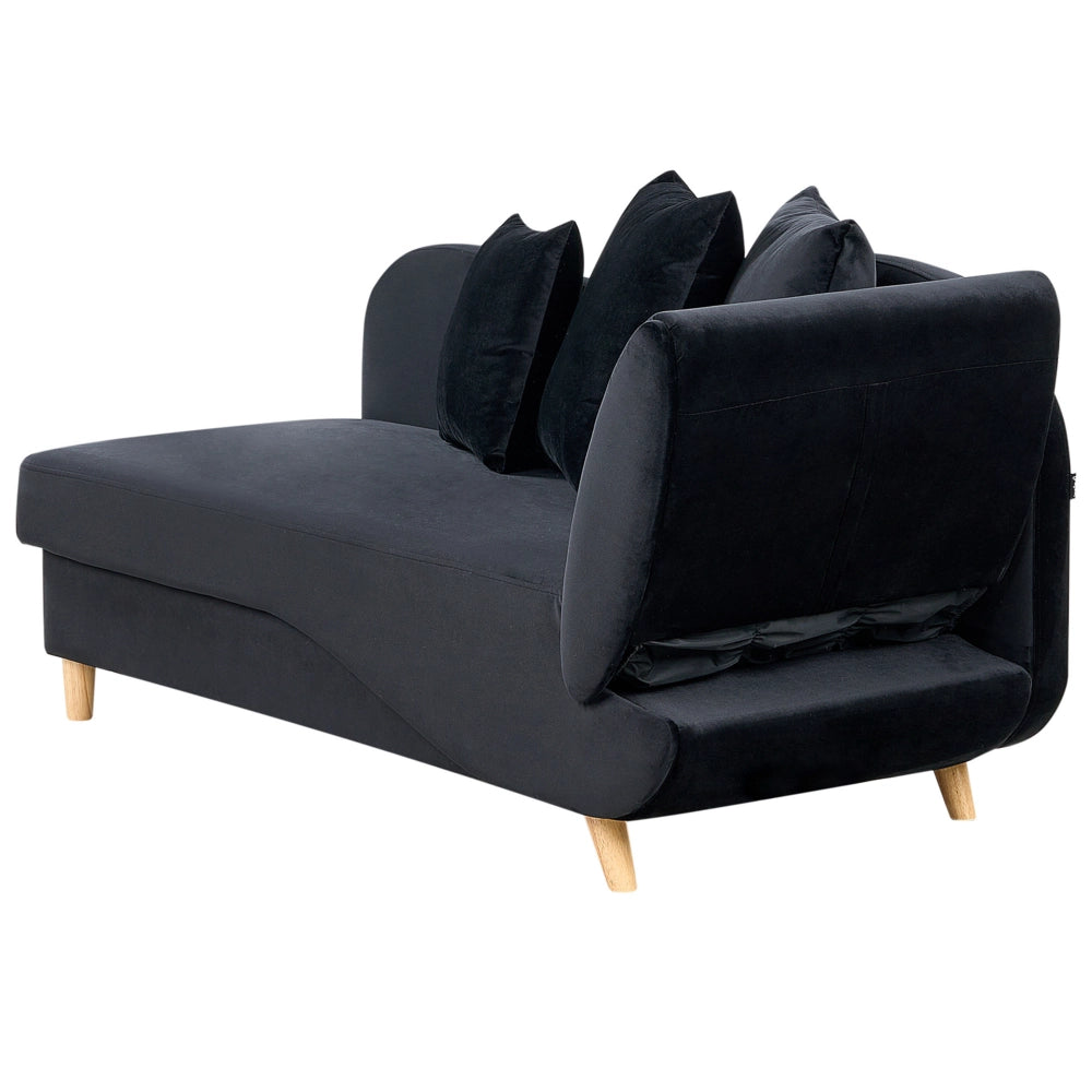 Chaise Longue in velluto nero lato destro con contenitore stile moderno soggiorno
