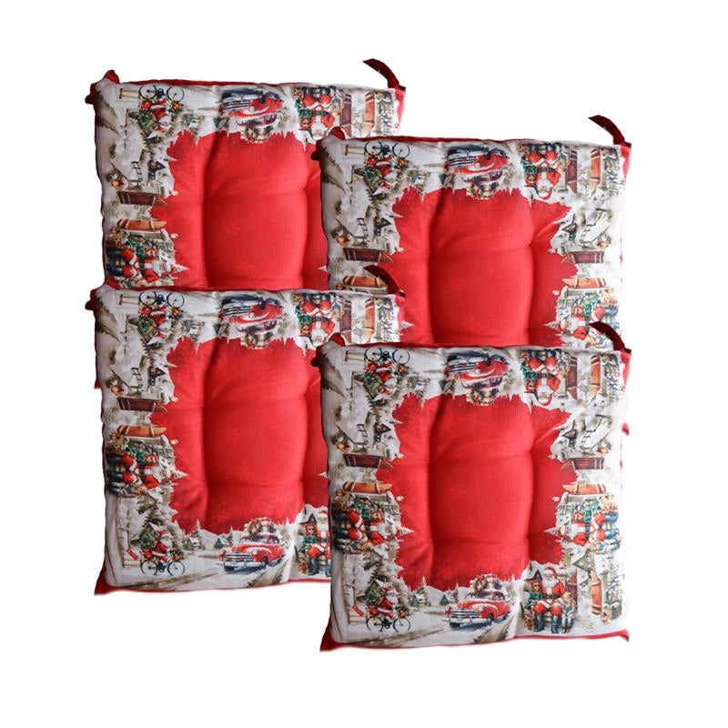 SET 4 CUSCINI NATALIZI DA SEDUTA DIMENSIONI 40X40 - COLORE ROSSO