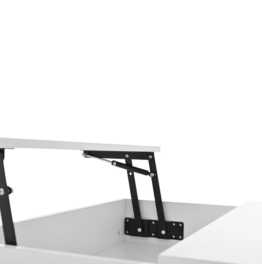 Tavolino da salotto quadrato sollevabile con piano girevole 360°; 70x70x40/55 cm; bianco nero