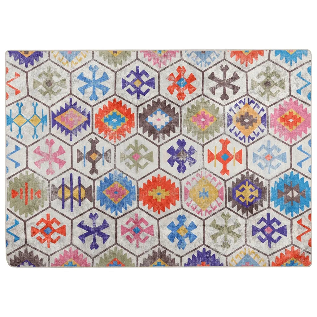 vidaXL Tappeto Lavabile Multicolore 80x150 cm Antiscivolo