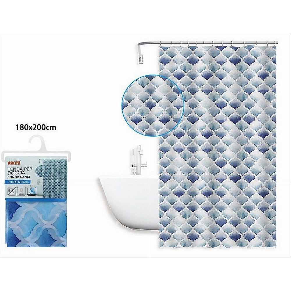 Trade Shop - Tenda Per Doccia Bagno Motivo Marocchino Quadrifoglio 180x200 Cm 12 Ganci 87597 -