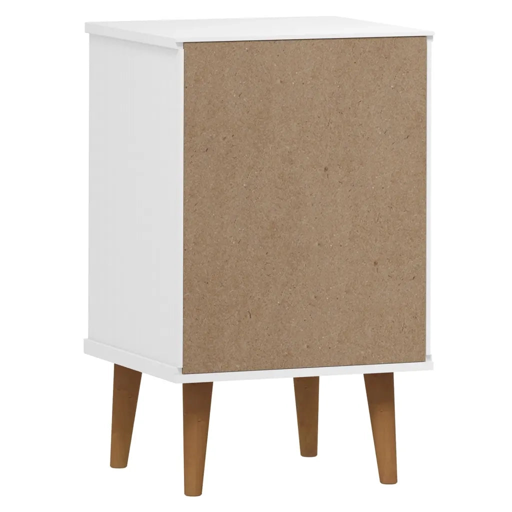 Comodino MOLDE Bianco 40x35x65 cm in Legno Massello di Pino 350499