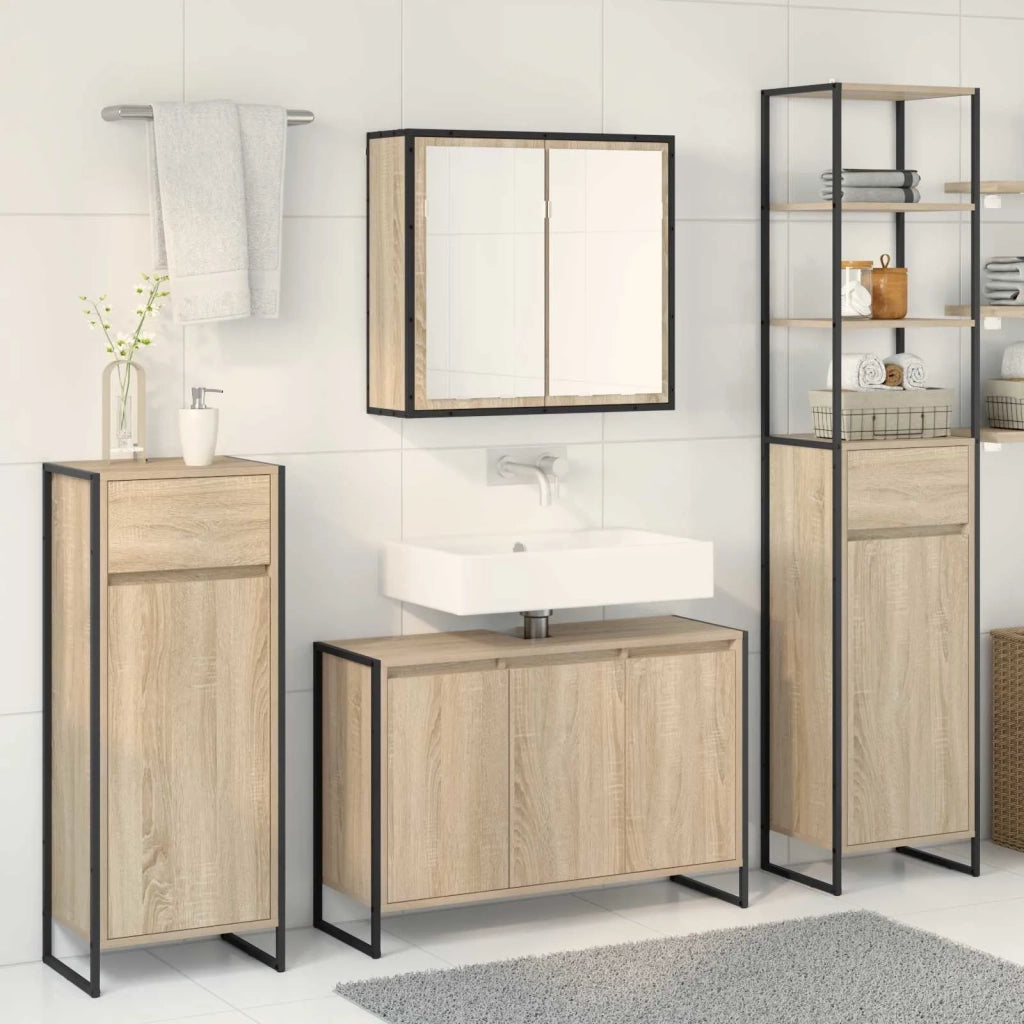 Set di mobili per il bagno Rovere Sonoma Legno multistrato