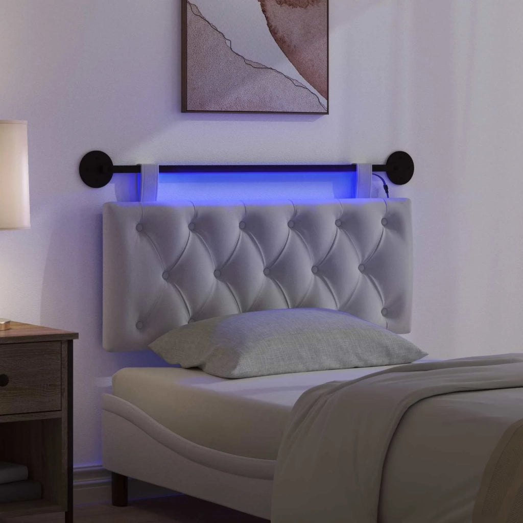 Testiera sospesa Con luce LED Bianco Tessuto