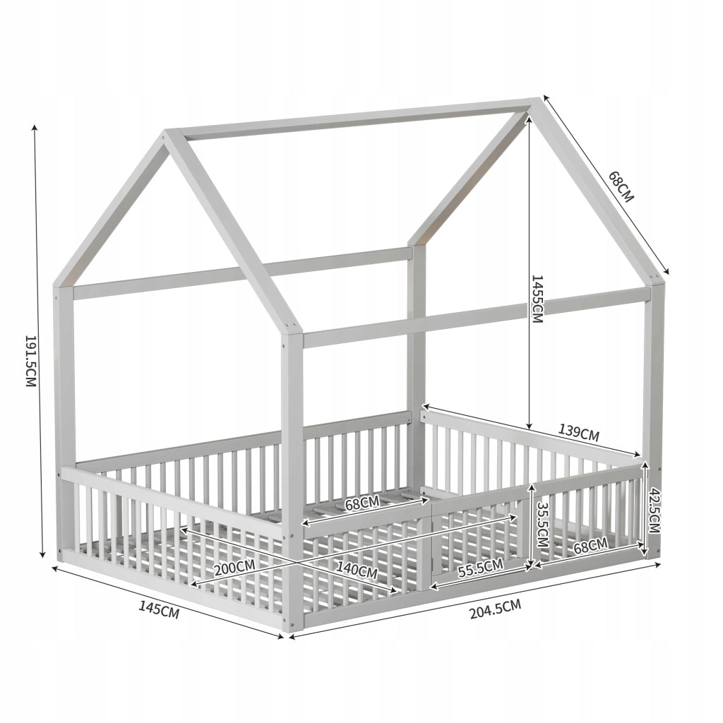 Letto in legno massello 140x200 bianco - Xylo
