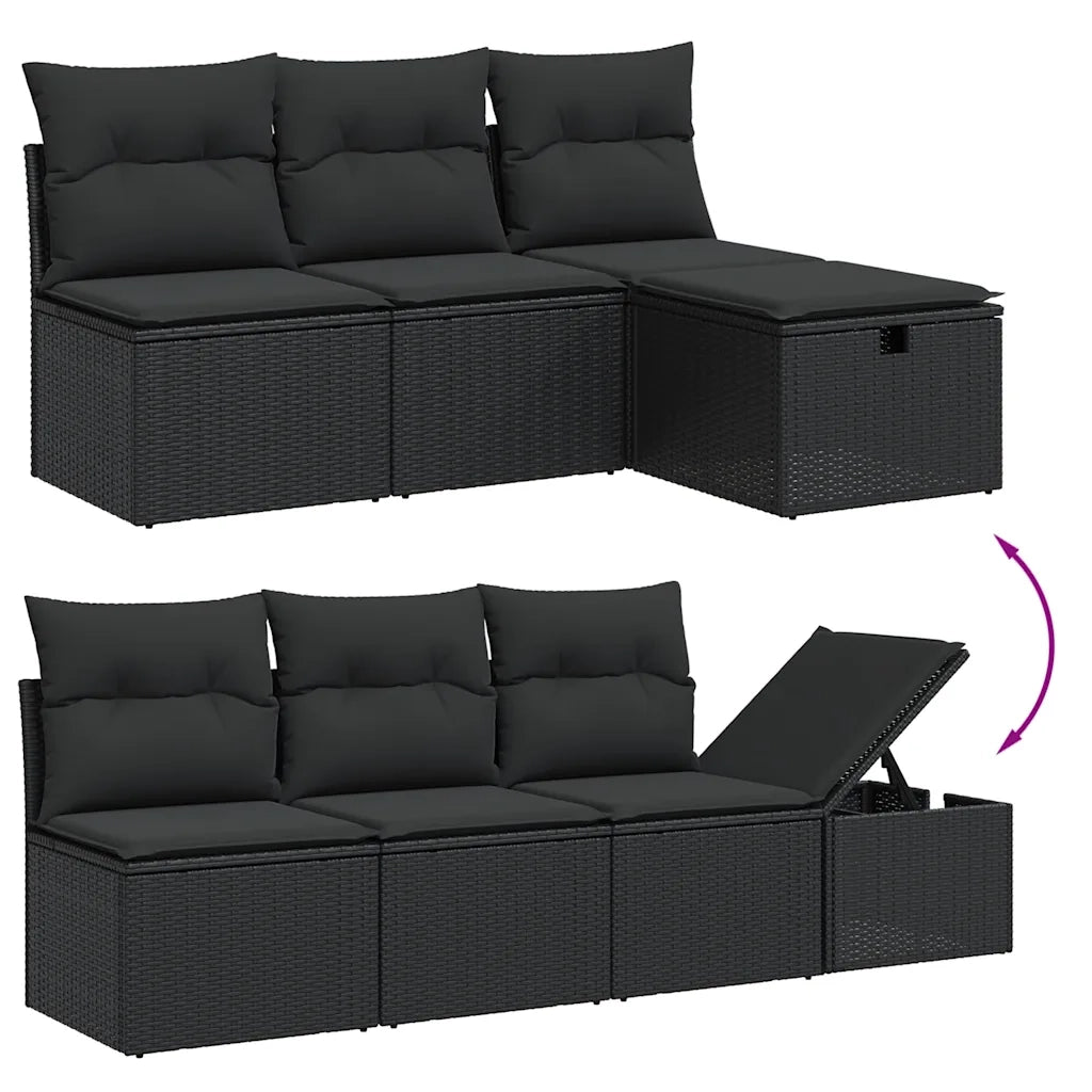 Set Divani da Giardino con Cuscini 8 pz Nero in Polyrattan 3264730