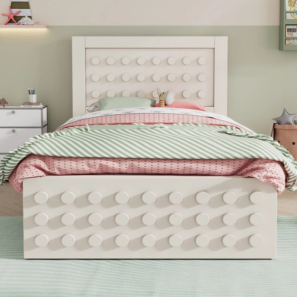 Letto Singolo in Legno Massello con Cassetti e Contenitore ¨C MINIMAL ¨C Bianco 90x200