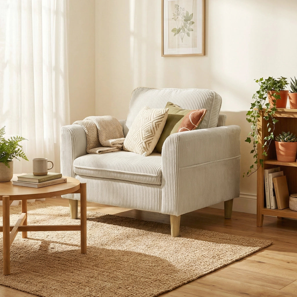 Poltrona imbottita in velluto ¨C zephmum ¨C beige 83x74x87cm