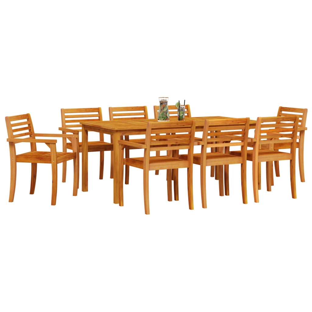 Set da pranzo per il giardino 9 pezzi in legno di acacia massello