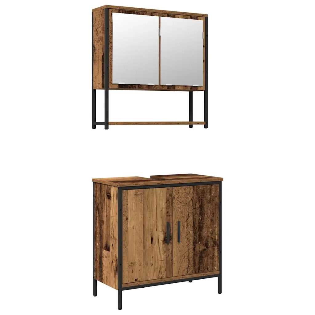 Set di mobili per il bagno 2 pcs Marrone Legno multistrato 3334322