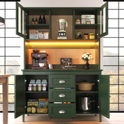 Credenza da cucina alta con ante in vetro e LED ¨C MINIMAL ¨C 120x40x179 verde