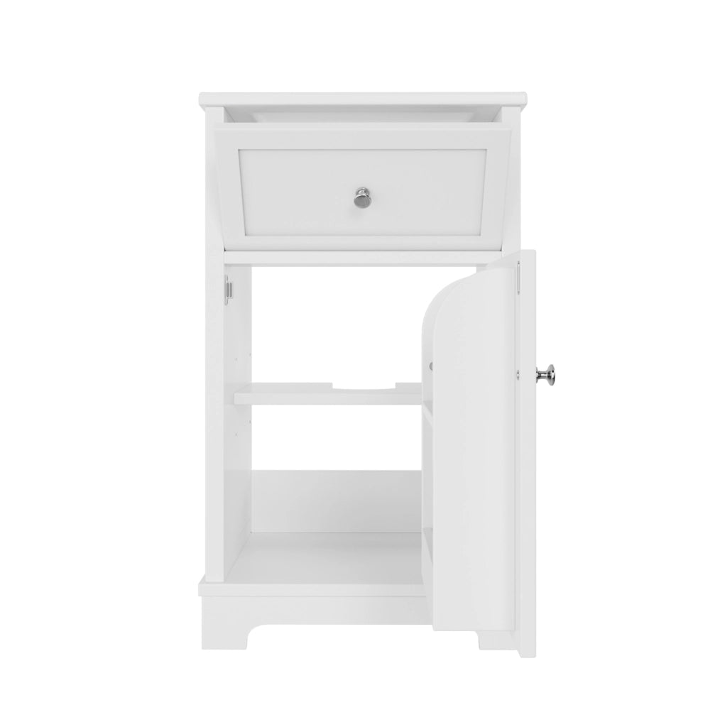 Mobile bagno con lavabo integrato in ceramica bianco, vano contenitore e ripiano regolabile