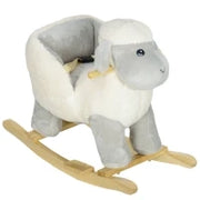 Cavallo a Dondolo per Bambini 18-36 Mesi a Forma di Pecorella con Suoni e Rivestimento Morbido, Grigio