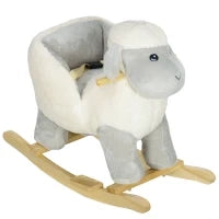 Cavallo a Dondolo per Bambini 18-36 Mesi a Forma di Pecorella con Suoni e Rivestimento Morbido, Grigio