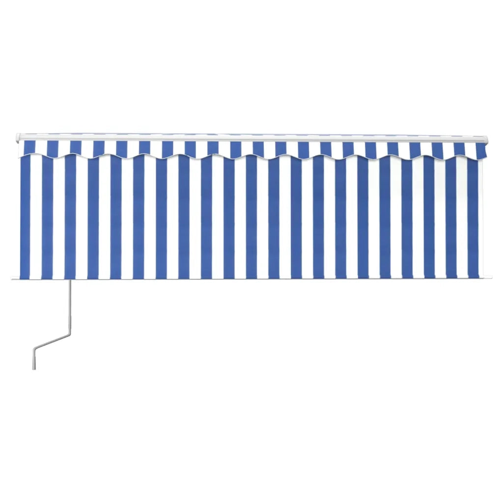 Tenda Automatica Parasole Sensore Vento LED 4x3m Blu Bianca 3069311