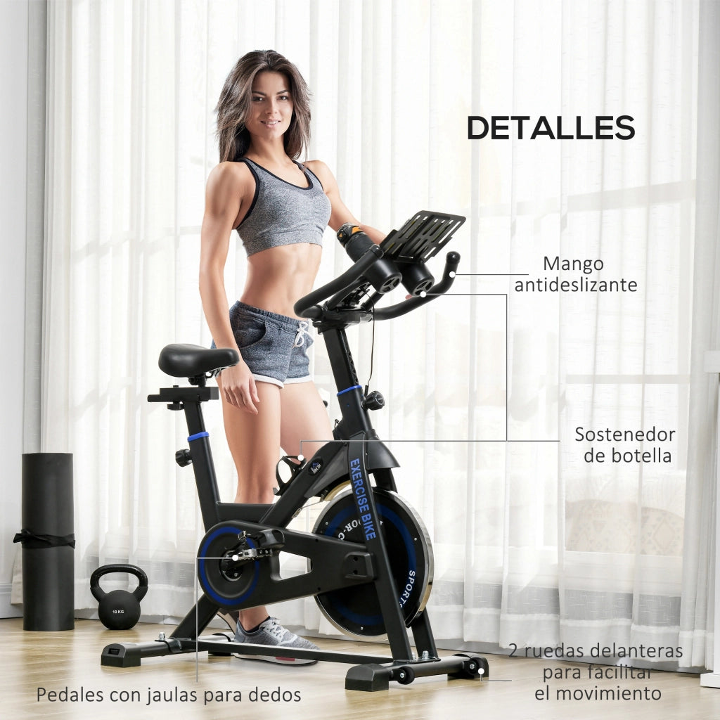 Bicicletta Statica ¨C zephmum ¨C Blu, Resistenza Regolabile, Volano 8 kg, LCD