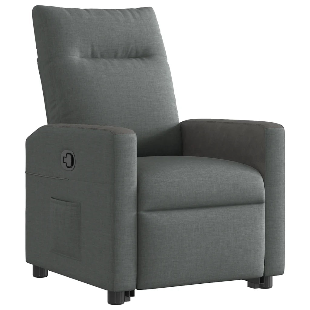 Poltrona Alzapersona Reclinabile Grigio Scuro in Tessuto 3324053