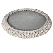 Cuccia per Cani e Gatti Rotonda, Rialzata e Lavabile in Cotone PP, Cuscino Imbottito, Φ93x15cm, Grigia