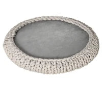 Cuccia per Cani e Gatti Rotonda, Rialzata e Lavabile in Cotone PP, Cuscino Imbottito, Φ93x15cm, Grigia