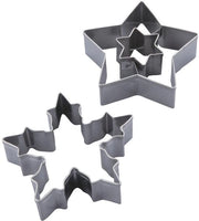Forma per biscotti a forma di fiocco di neve e stella – 2 pezzi, Ideale per biscotti di Natale, Realizzato in acciaio inox di alta qualità, Inossidabile, Resistentente al lavastoviglie, Argento