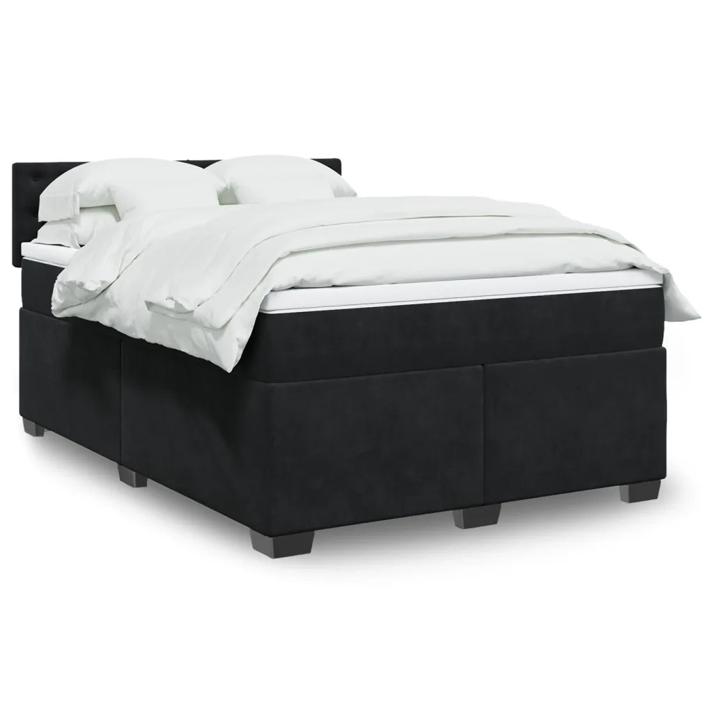 Giroletto a Molle con Materasso Nero 140x200 cm in Velluto