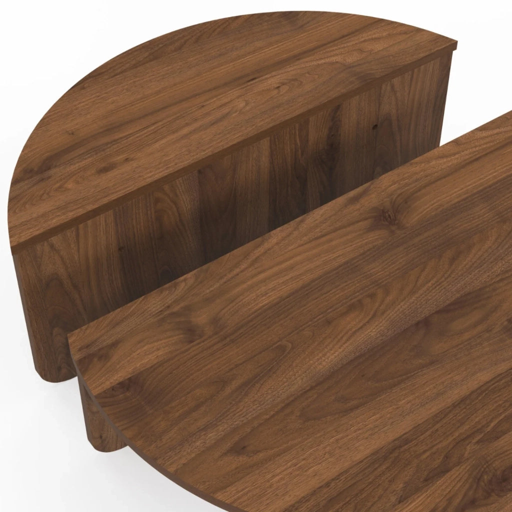 IDMarket - Set di 2 tavolini rotondi asimmetrici effetto noce GUILIA 90 cm