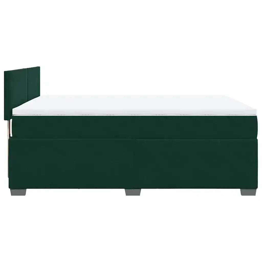 Giroletto a Molle con Materasso Verde Scuro 160x200 cm Velluto