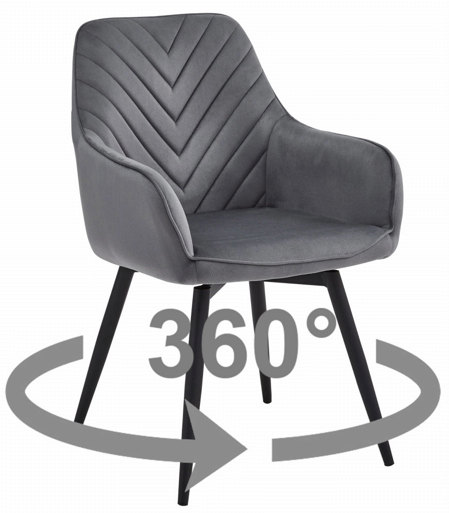 VALORA NANA360 Sedia girevole in velluto grigio scuro x 2