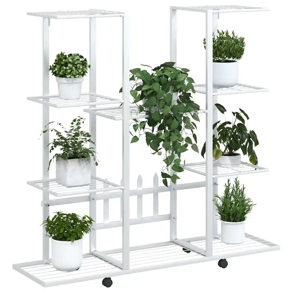 Portafiori con Ruote 94,5x24,5x91,5 cm Ferro Bianco 343122