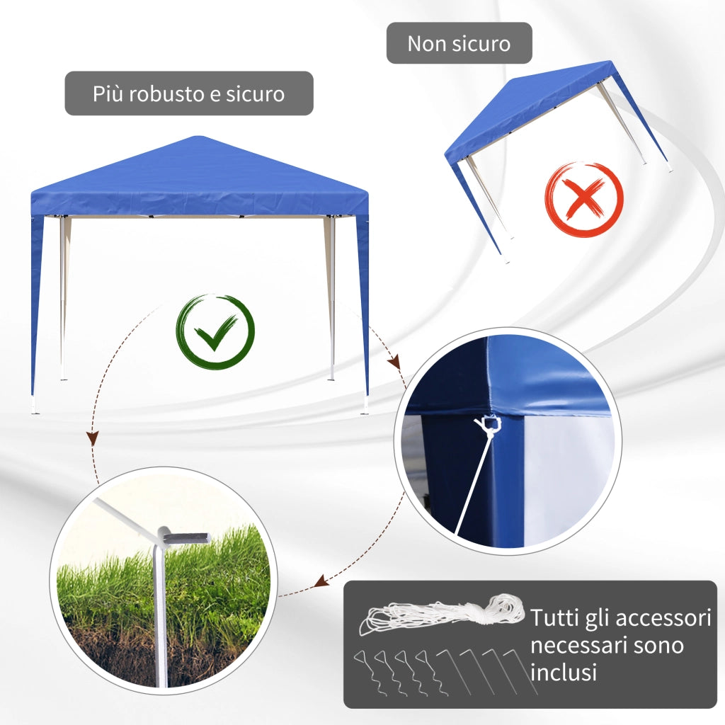 Gazebo 3x3 m ¨C zephmum ¨C Acciaio, Tessuto Oxford, Blu