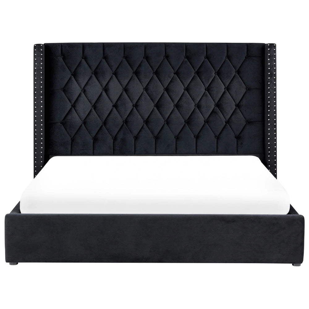Letto contenitore velluto di colore nero e argento 180 x 200 cm stile glamour elegante