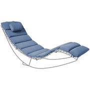 Cuscino per lettino da sole in poliestere blu, resistente ai raggi UV e idrorepellente, con lacci e poggiatesta, imbottitura spessa