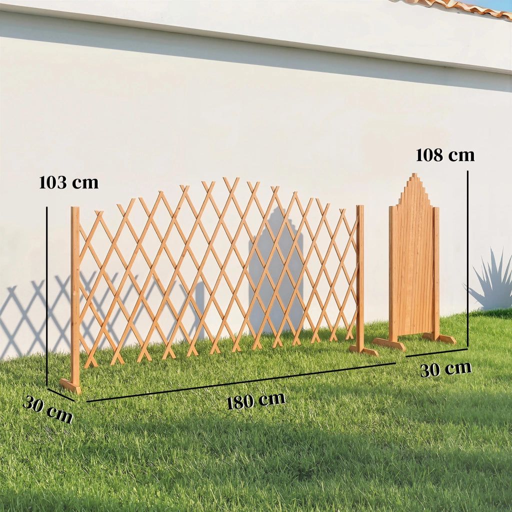 Cancello estensibile giardino 2 pezzi ¨C Xylo ¨C marrone legno 180x30x103 cm