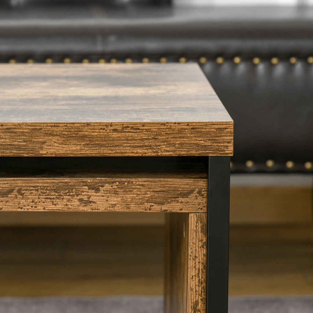 Tavolino da caff¨¨ gigogne design industriale ¨C zephmum ¨C 90x48x42 cm metallo nero effetto legno
