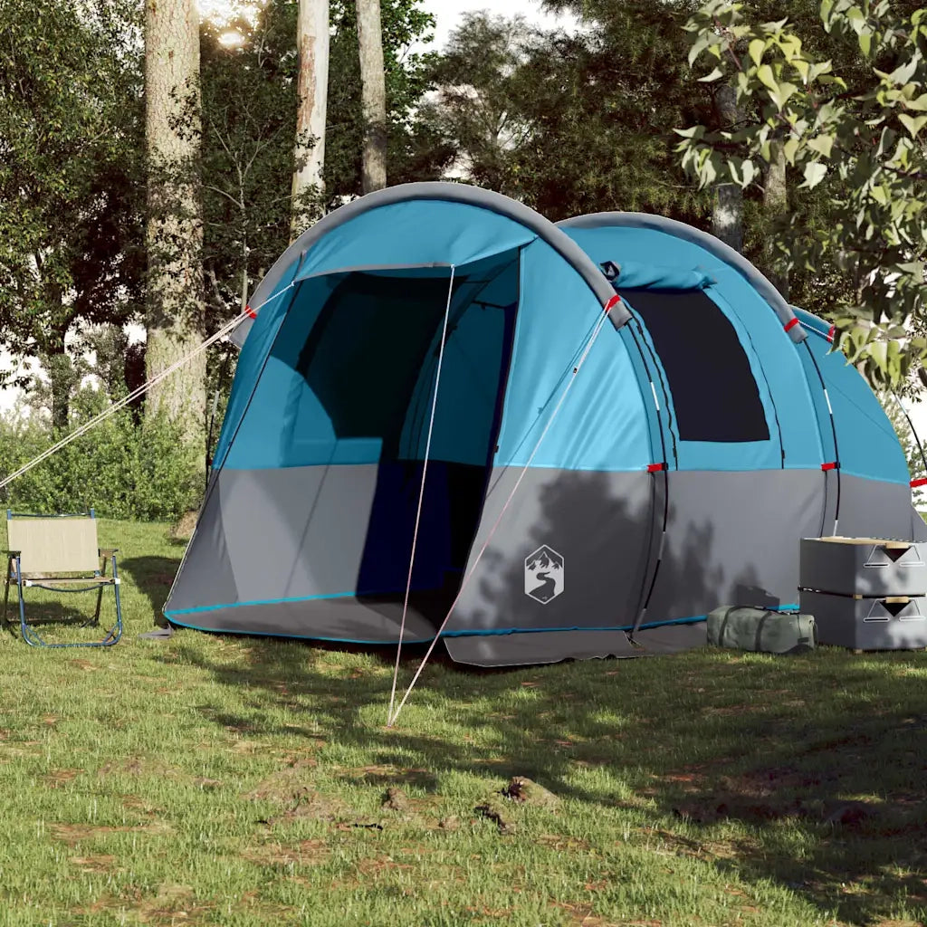 Tenda da Campeggio a Tunnel per 4 Persone Blu Impermeabile 94632