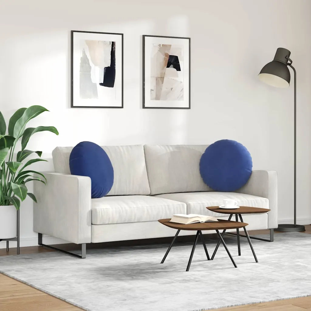 Cuscini per Seduta 2 pcs Blu Polizia Ø50 x 19 cm Velluto