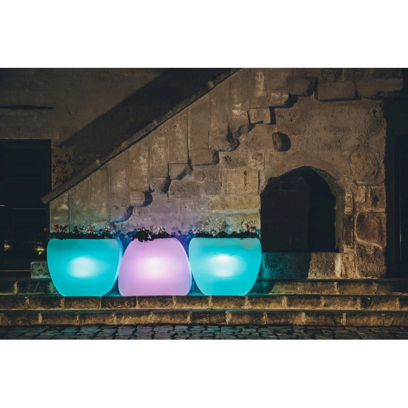 Vaso luminoso moderno di design 100x31 H80 in polimero resistente con LED multicolor per interno ed esterno - Made in Italy - Monacis