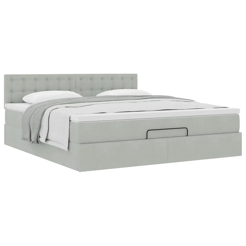 Struttura Letto Pouf con Materasso 160x200 cm in Velluto