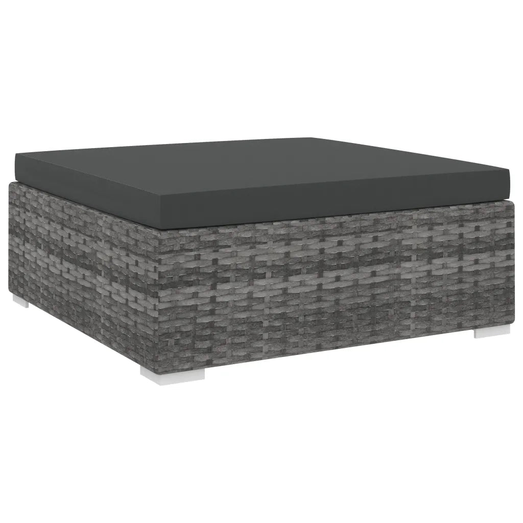 Poggiapiedi Modulare 1 pz con Cuscino in Polyrattan Grigio cod mxl 62452