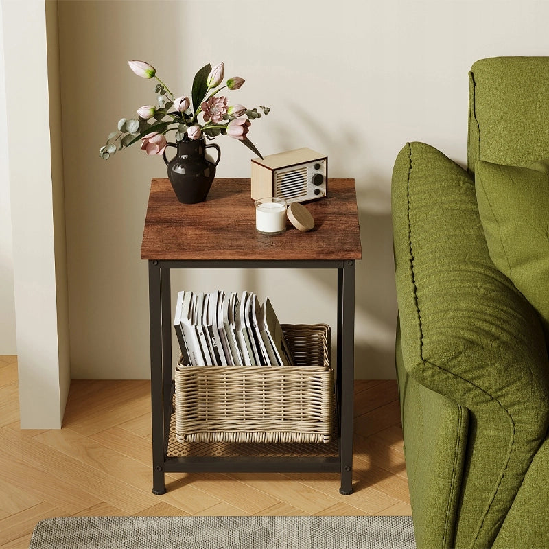 Tavolino quadrato ausiliario con ripiano retrò vintage loft 55 cm