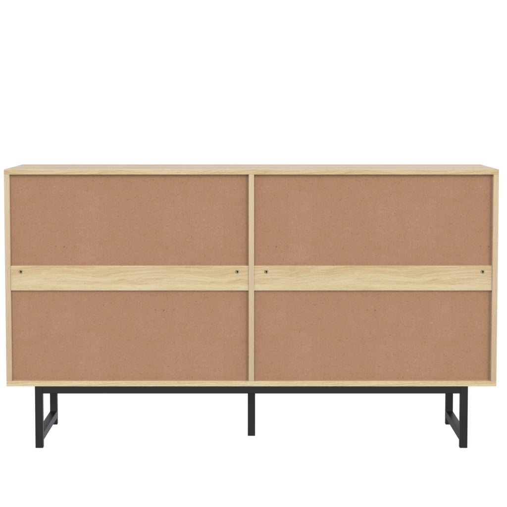 Credenza 140x39;5x80 cm con 4 ante in rattan naturale; colore legno