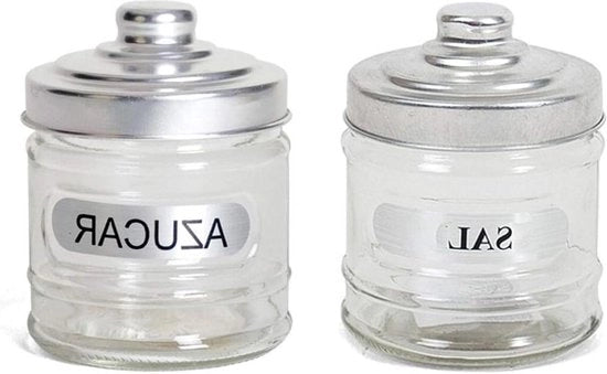 Vaso di Vetro per Sale e Zucchero con Coperchio - Bocchetta Rotonda per Sale per la Cucina - 2 Pezzi di Vaso per Sale