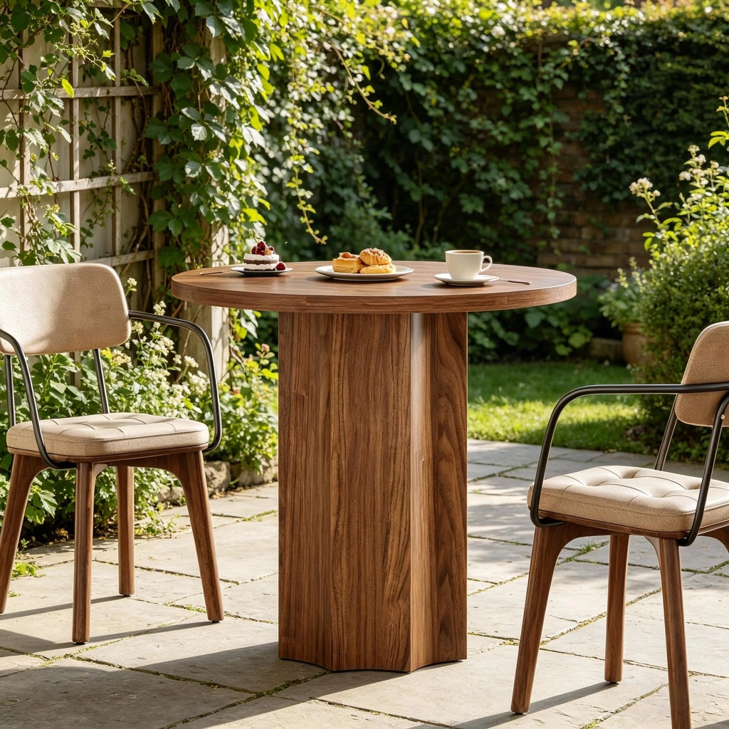 Tavolo da pranzo rotondo per 2-4 persone con base stabile, per cucina e soggiorno, in MDF marrone, 80 × 80 × 75 cm