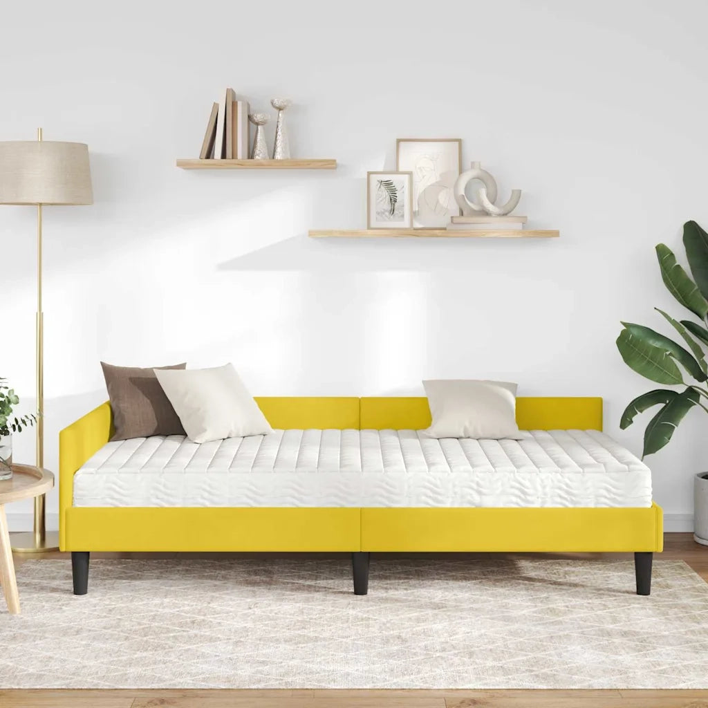 Struttura Letto Angolare con Materasso 2 pz-Giroletto con materasso Giallo Velluto 729991
